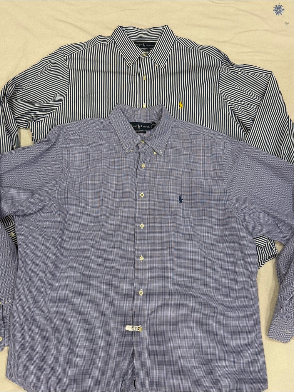 Ralph Lauren Lot of 2 Dress Shirts Mens Classic Fit Striped Checkered 17 1/2 XL